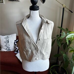 Andrea Jovine Natural Linen Crop Vest